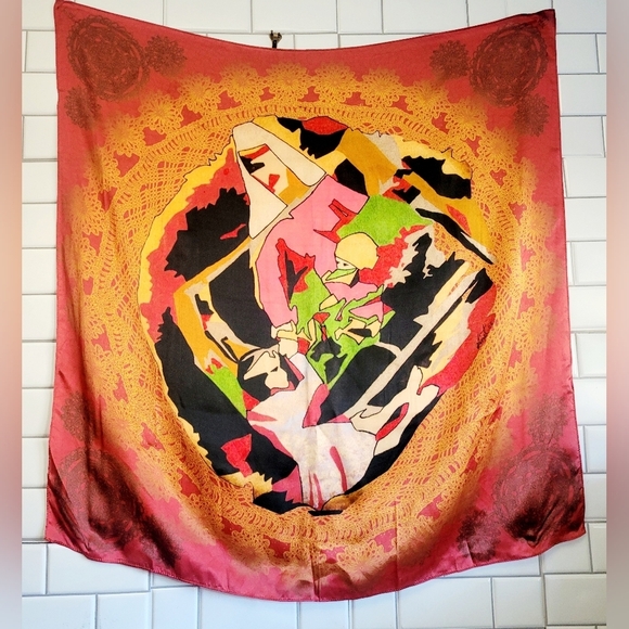 ANET’S COLLECTIONWomen’s Large Square Silk Scarf Abstract Art Print 34in x 34i